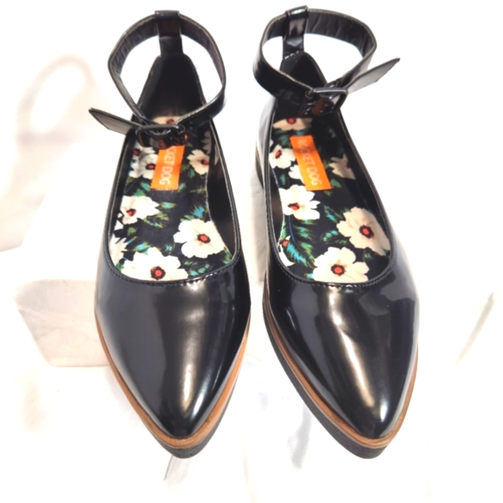 ROCKET DOG LAUREL WOMEN'S BLACK PATENT POINTED TOE FLATS 6.5